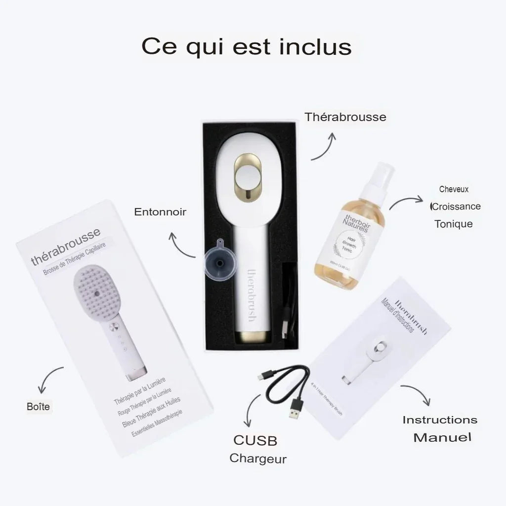TheraBrush™ – Brosse Anti-Chute & Repousse des Cheveux + Sérum Thérapie du Cuir Chevelu OFFERT